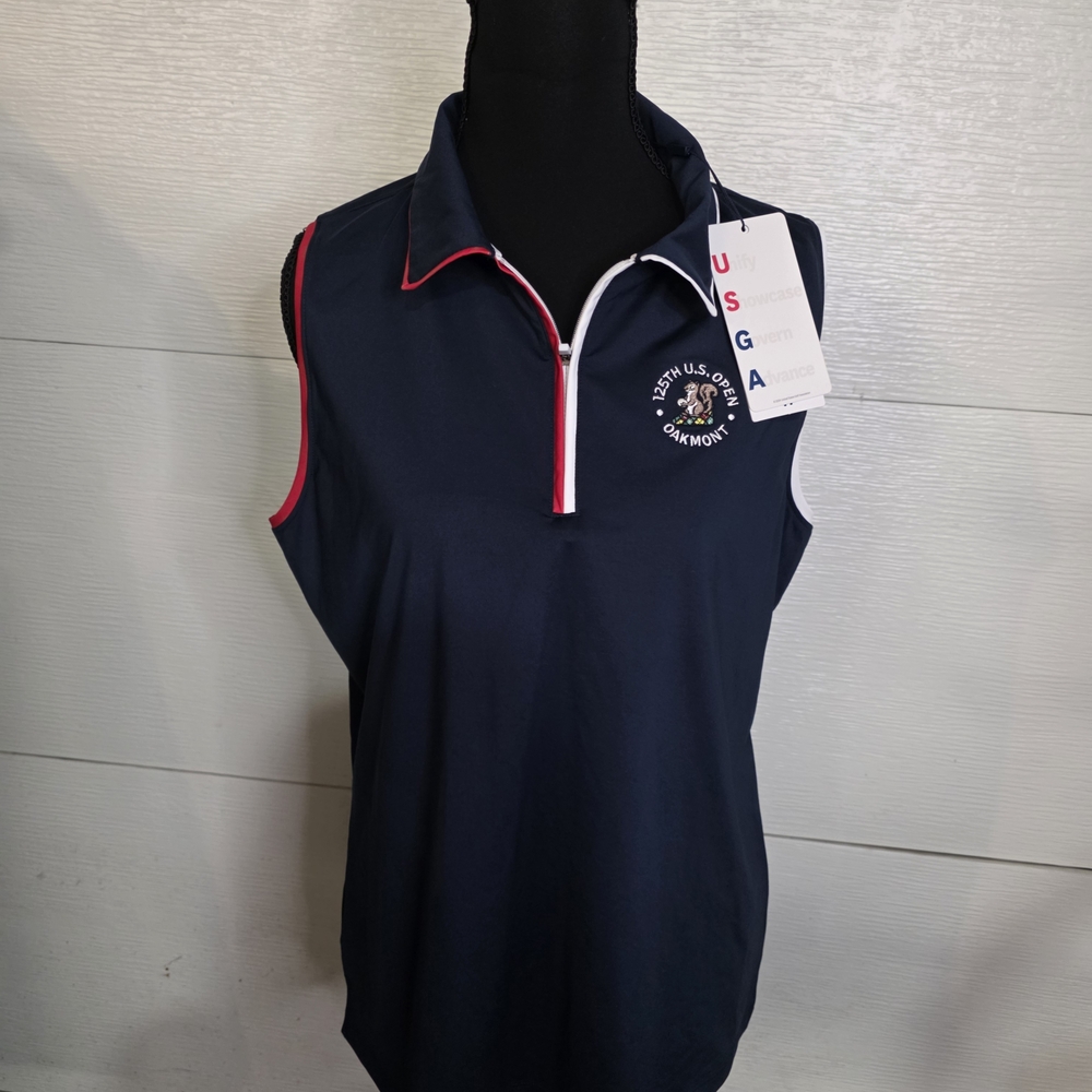 Walter Hagen Navy Tank Top with Red and White Accents